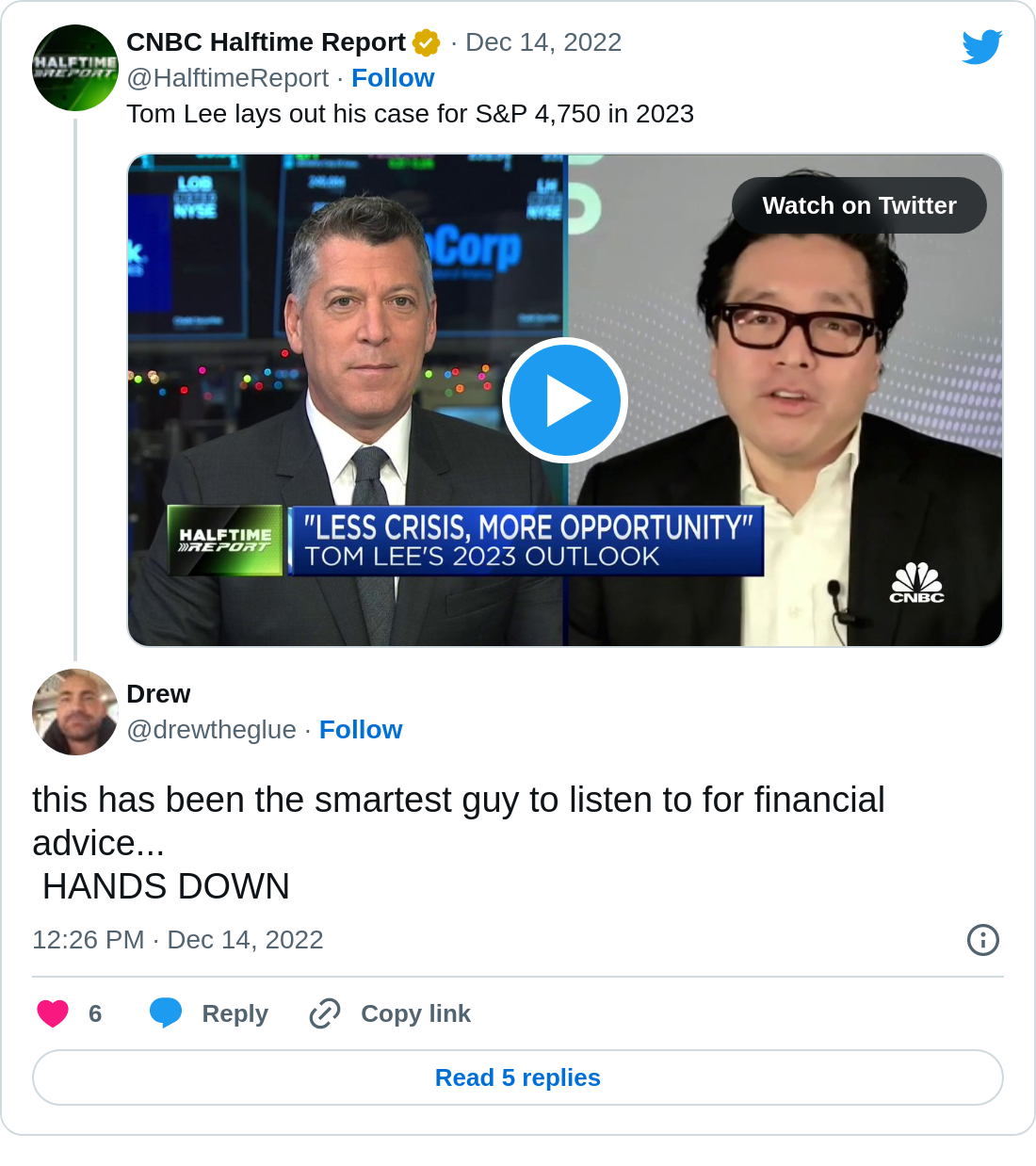Drew: @HalftimeReport @fs_insight this has been the smartest guy to listen...